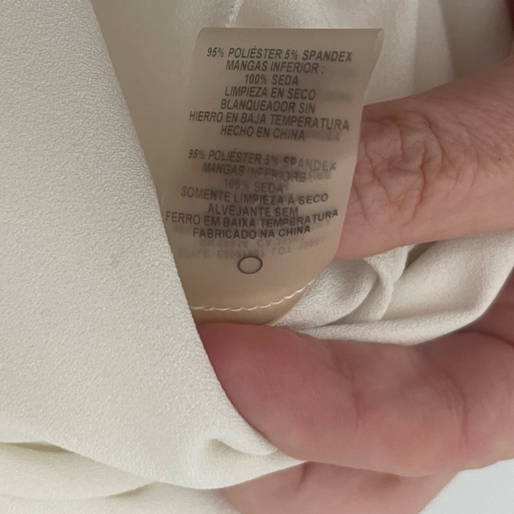 Elie Tahari Owen Cream Silk Chiffon Trim Pleated Blouse Bell Sleeve Top - Picture 6 of 6